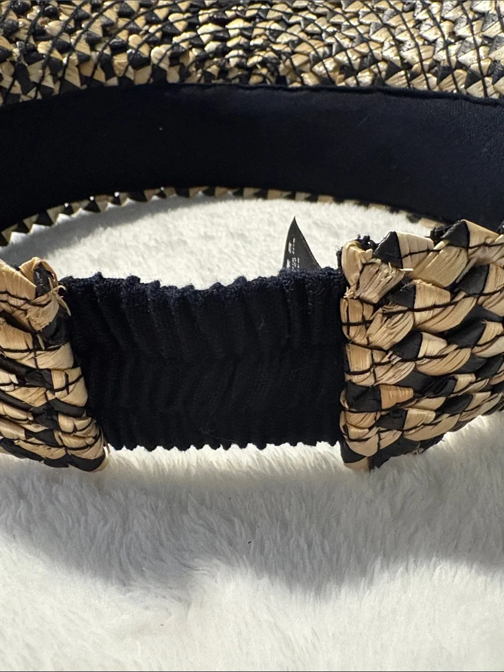 HEMLOCK Neutral Woven Straw Visor - Black & Gold